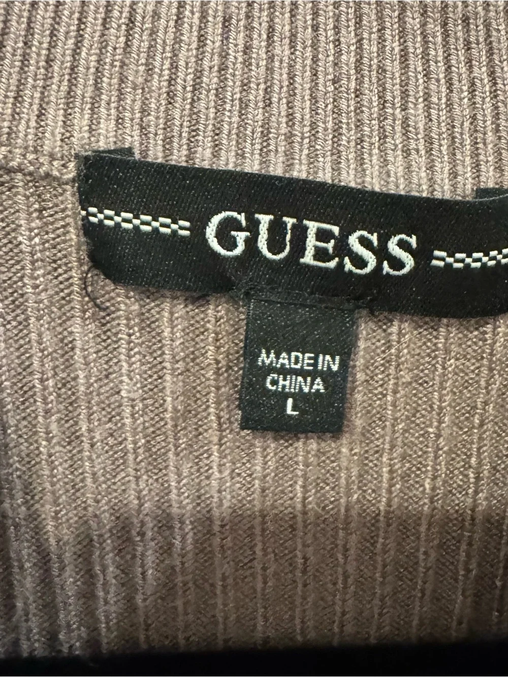 Guess Ribbed Mock Neck Sweater in Mauve-Taupe